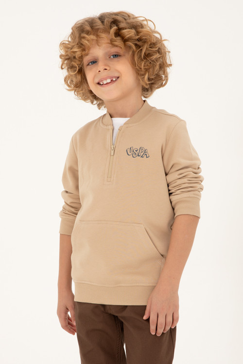 Erkek Çocuk Kum Yarım Fermuarlı Sweatshirt 50293774-VR085
