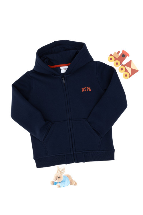 Erkek Çocuk Fermuarlı Lacivert Şardonlu Kapüşonlu Sweatshirt 50295127-VR033