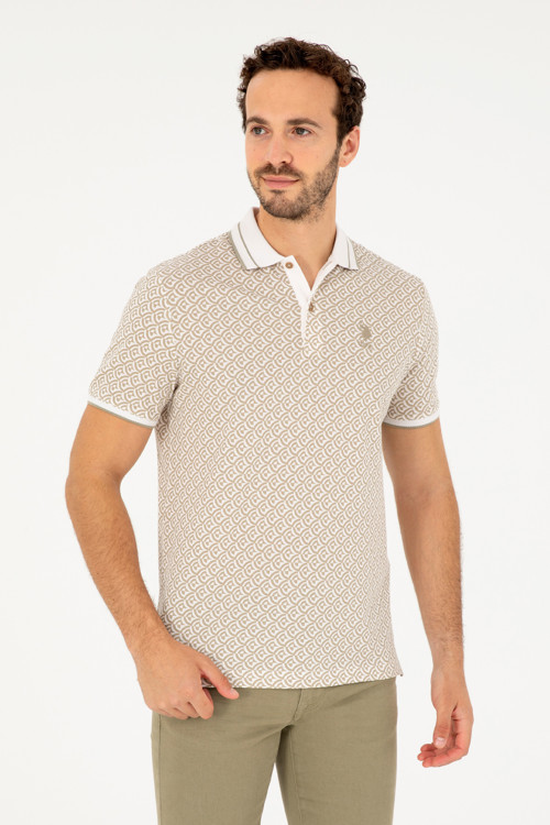 Erkek Regular Fit Polo Yaka Açık Haki Tişört50281510-VR183