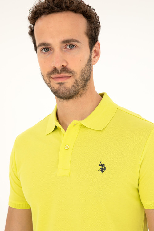 Erkek Slim Fit Polo Yaka Fıstık Yeşili Basic Tişört 50279573-VR087