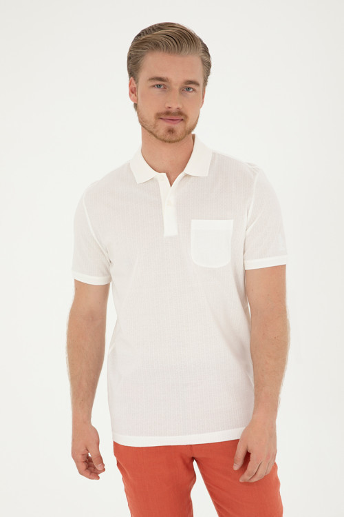 Erkek Regular Fit Polo Yaka Ekru Tişört50282505-VR019
