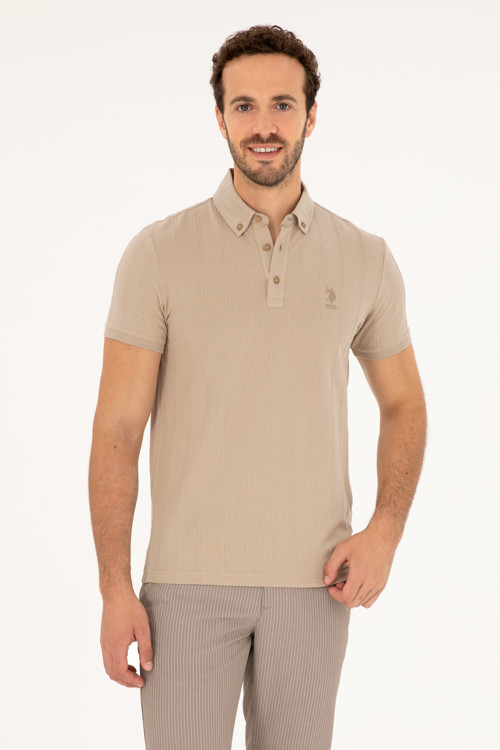 Erkek Slim Fit Polo Yaka Açık Haki Tişört50282506-VR183
