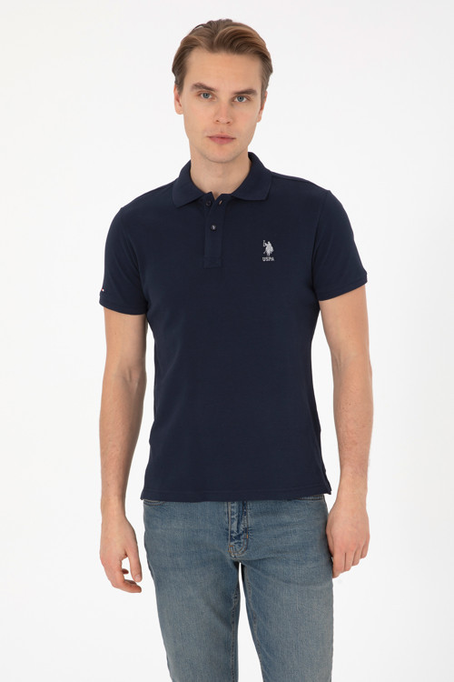 Erkek Lacivert Slim Fit Polo Yaka Basic Tişört 50307753-VR033