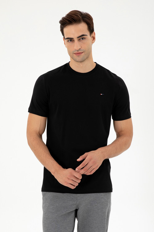 Erkek Siyah Basic Tişört 50297445-VR046