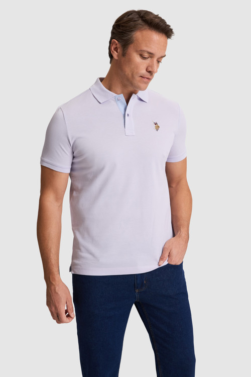 Erkek Lila Regular Fit Polo Yaka Basic Tişört 50324937-VR034