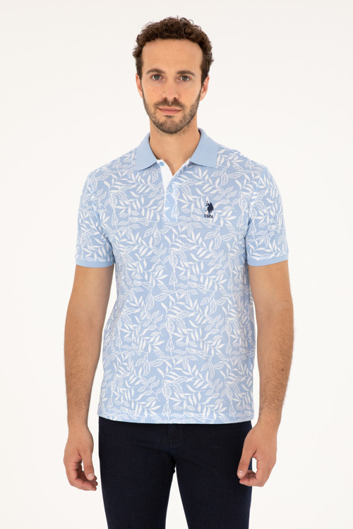 Erkek Regular Fit Polo Yaka Açık Mavi Tişört 50281959-VR003