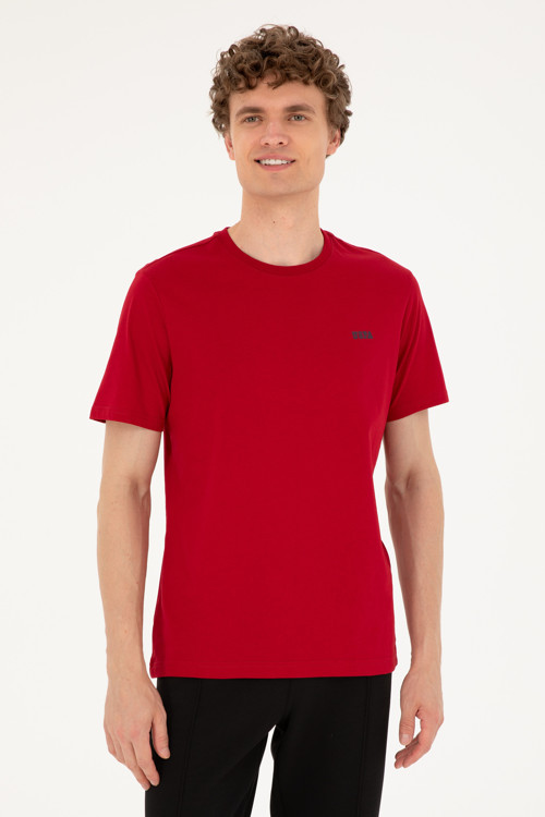 Erkek Regular Fit Bisiklet Yaka Bordo Tişört50294290-VR014