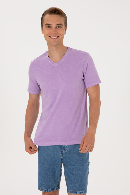 Erkek Lila Basic Tişört 50297986-VR034