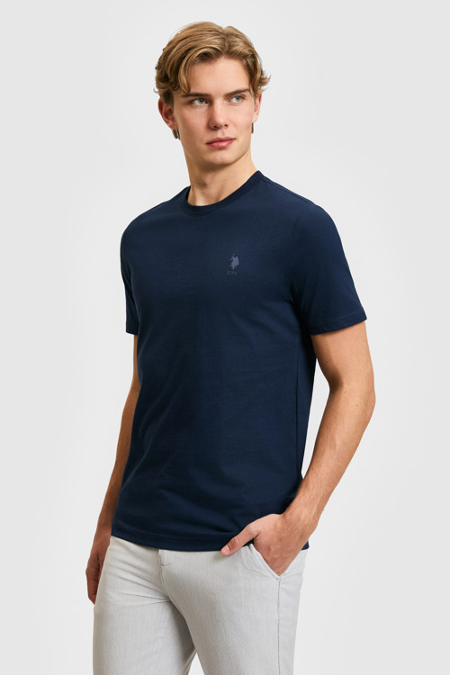 Erkek Regular Fit Bisiklet Yaka Lacivert Basic Tişört 50322538-VR033