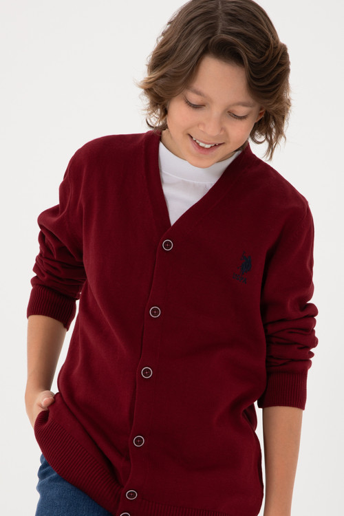 Erkek Çocuk Bordo Triko Hırka 50295571-VR014