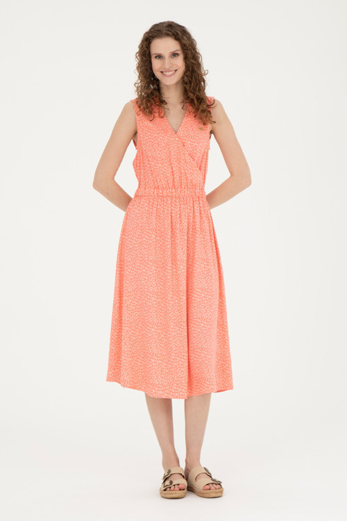 Kadın Neon Pembe Midi Boy Dokuma Elbise 50289216-VR105