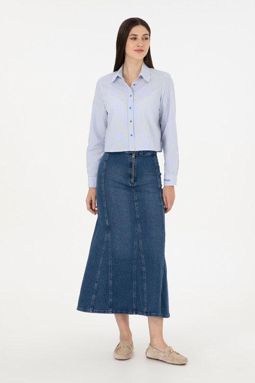 Kadın Mavi Maxi Boy Jean Etek 50291112-DN0022