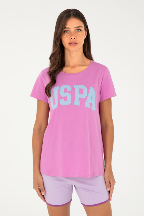 Kadın Pembe Bisiklet Yaka Basic Tişört 50280036-VR037