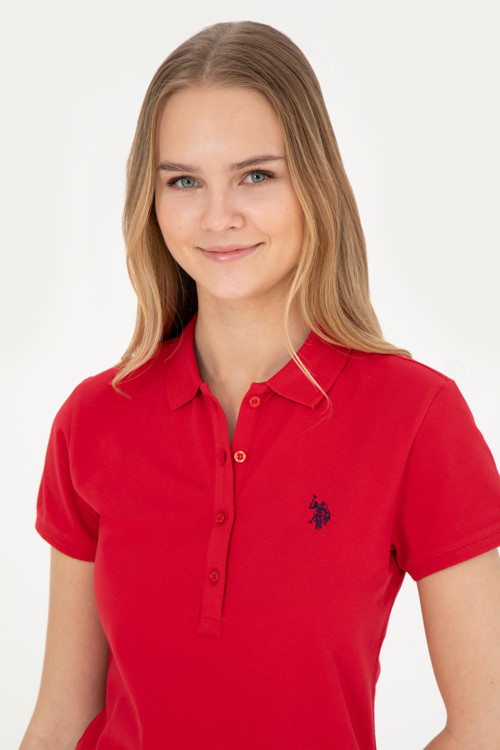 Kadın Kırmızı Basic Polo Yaka Tişört 50280057-VR171