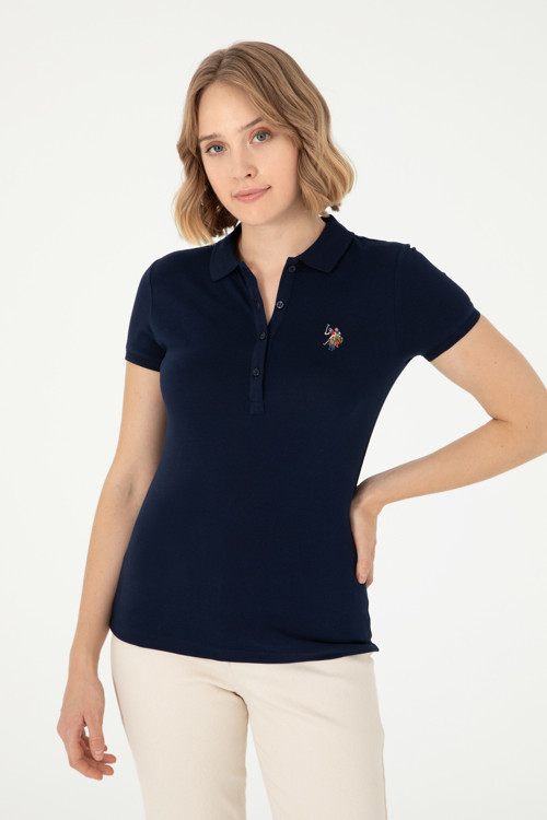 Kadın Lacivert Polo Yaka Tişört 50280067-VR033