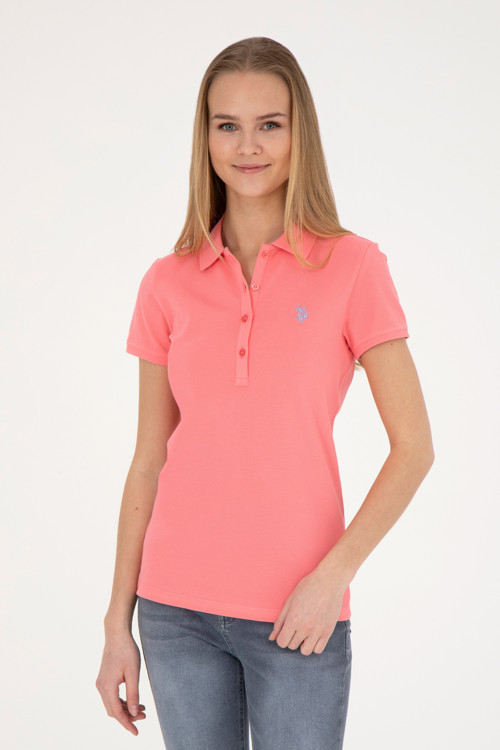 Kadın Pembe Basic Polo Yaka Tişört 50280057-VR105
