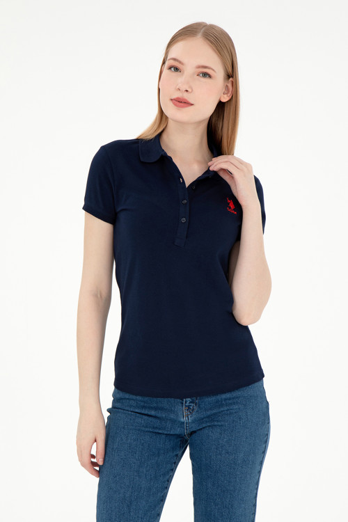 Kadın Lacivert Basic Polo Yaka Tişört 50280037-VR033