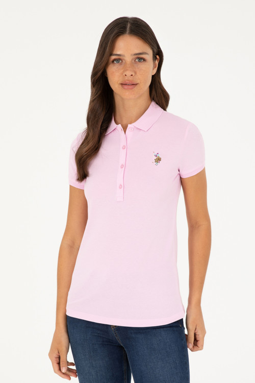 Kadın Pembe Polo Yaka Tişört 50280067-VR041