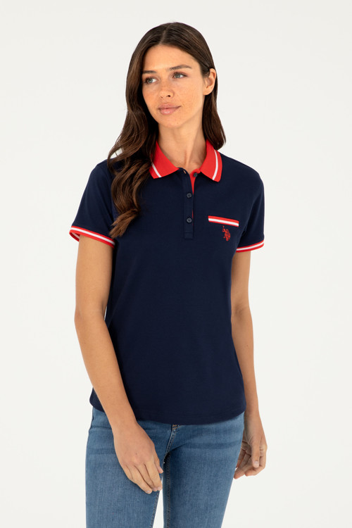 Kadın Lacivert Polo Yaka Tişört 50285842-VR033