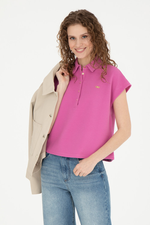 Kadın Menekşe Polo Yaka Tişört 50281924-VR037