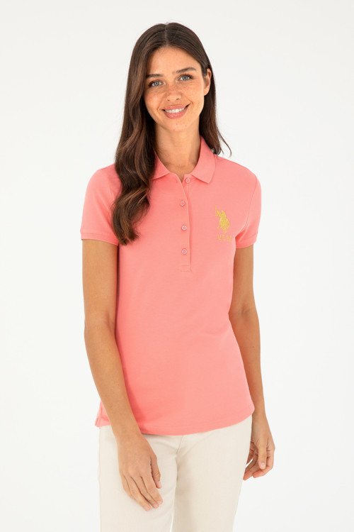 Kadın Pembe Basic Polo Yaka Tişört 50280071-VR105