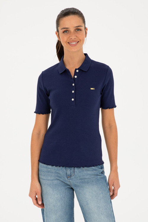 Kadın Lacivert Polo Yaka Tişört 50296156-VR033