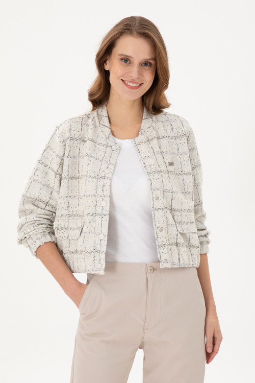 Kadın Krem Bomber Ceket 50292427-VR071