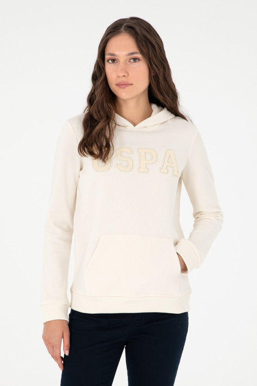 Kadın Krem Basic Kapüşonlu Sweatshirt 50296931-VR071