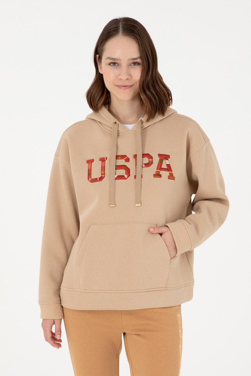Kadın Kum Kapüşonlu Sweatshirt 50298586-VR085