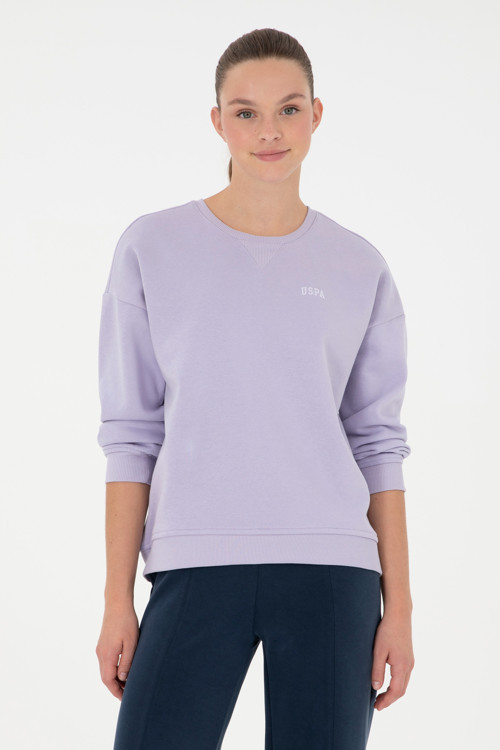 Kadın Lila Basic Bisiklet Yaka Sweatshirt 50297296-VR034