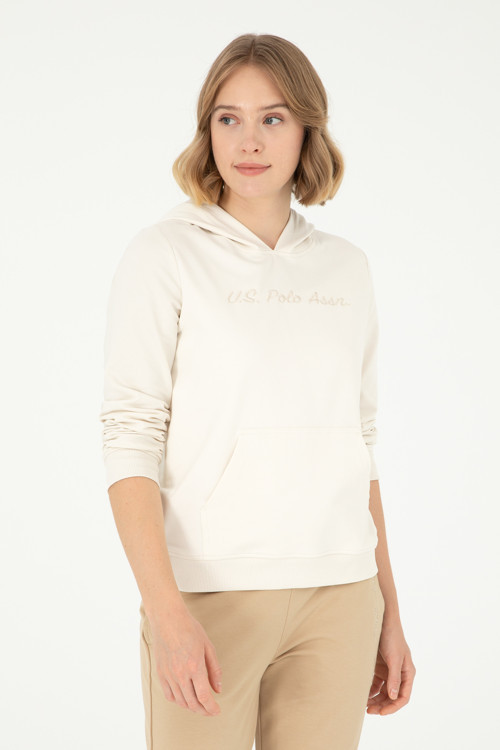 Kadın Krem Kapüşonlu Sweatshirt 50296947-VR071