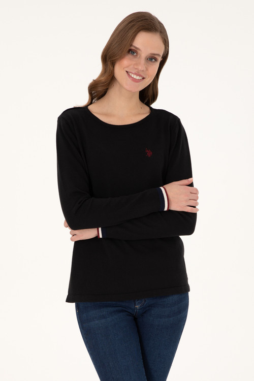 Kadın Siyah Bisiklet Yaka Kazak 50297133-VR046