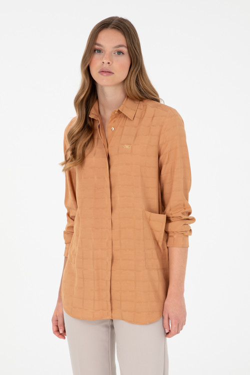 Kadın Camel Uzun Kollu Tunik Gömlek 50289890-VR015