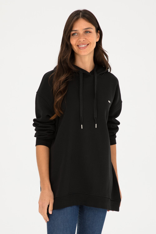 Kadın Siyah Kapüşonlu Sweatshirt50297078-VR046