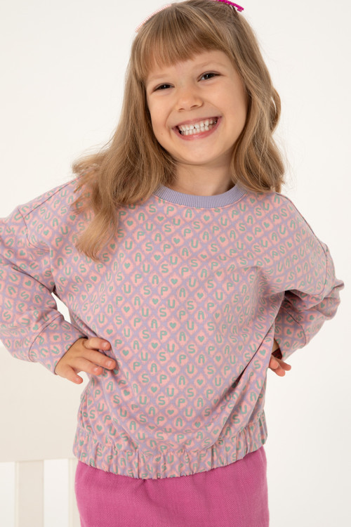 Kız Çocuk Lila Bisiklet Yaka Sweatshirt 50298156-VR034
