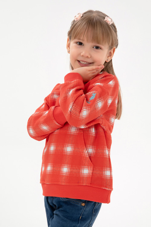 Kız Çocuk Nar Çiçeği Kapüşonlu Sweatshirt 50298178-VR239