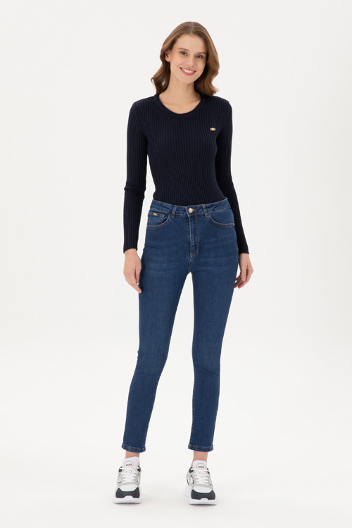 Kadın Koyu Mavi Jean Pantolon 50297511-DN0023