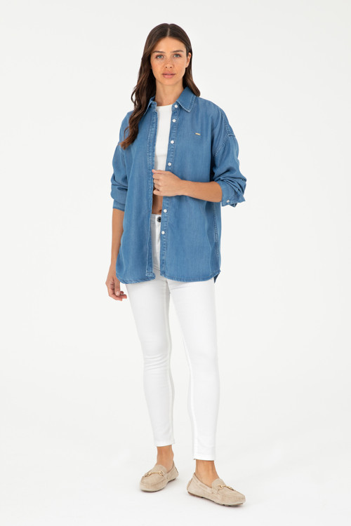 Kadın Beyaz Toothpick Fit Kanvas Pantolon50281692-VR013