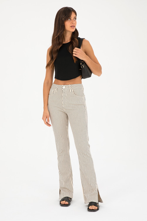 Kadın Beyaz Çizgili Straight Fit Jean Pantolon 50282656-VR013