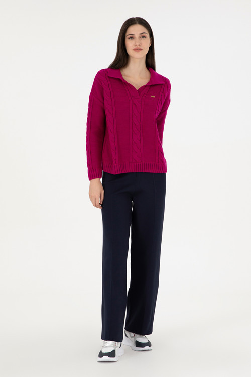 Kadın Lacivert Loose Fit Triko Pantolon 50293068-VR033
