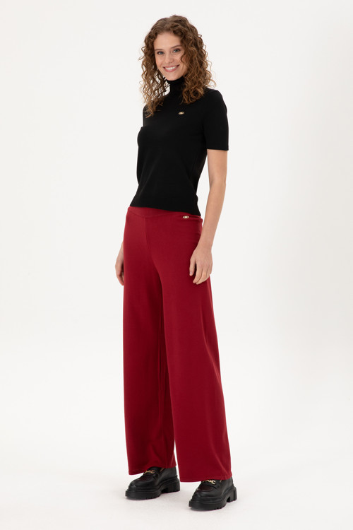 Kadın Vişne Loose Fit Triko Pantolon 50297151-VR223