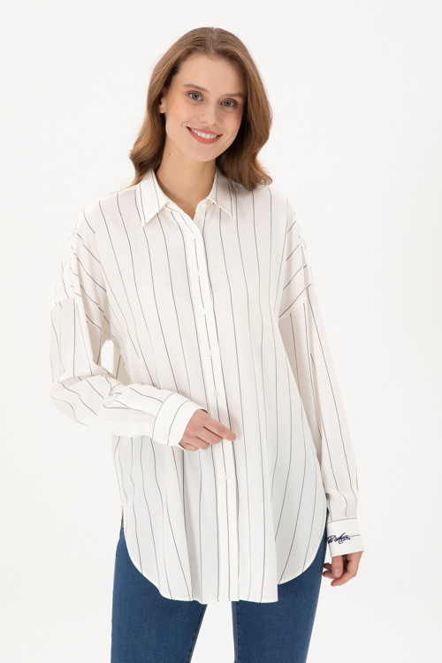 Kadın Lacivert Uzun Kollu Gömlek 50296924-VR033
