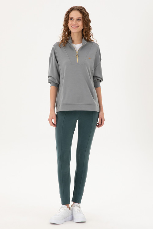 Kadın Koyu Yeşil Örme Pantolon 50292398-VR079
