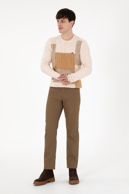 Erkek Regular Fit Haki Kanvas Pantolon 50291178-VR027