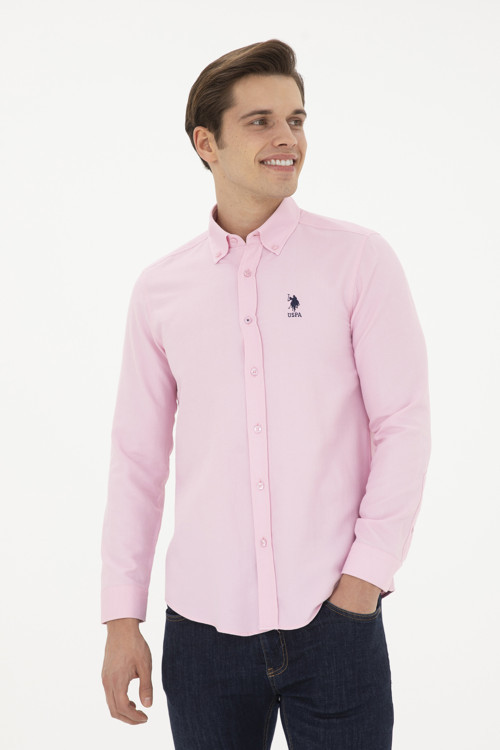 Erkek Pembe Uzun Kollu Basic Gömlek 50287805-VR041