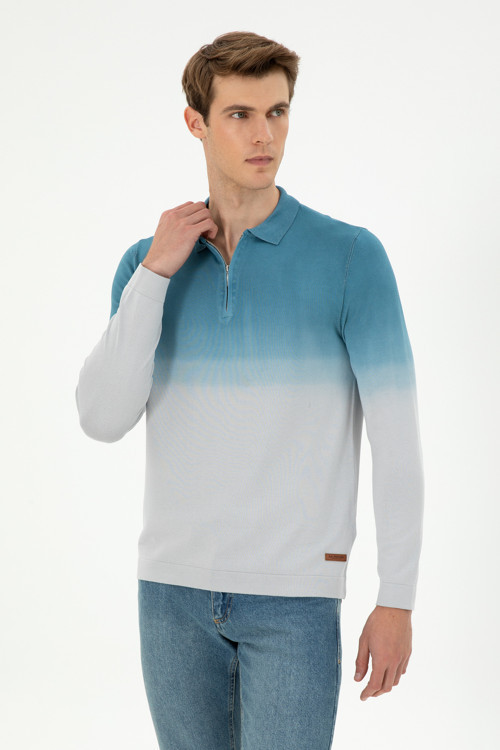 Erkek Gri Yarım Fermuarlı Kazak 50293043-VR024
