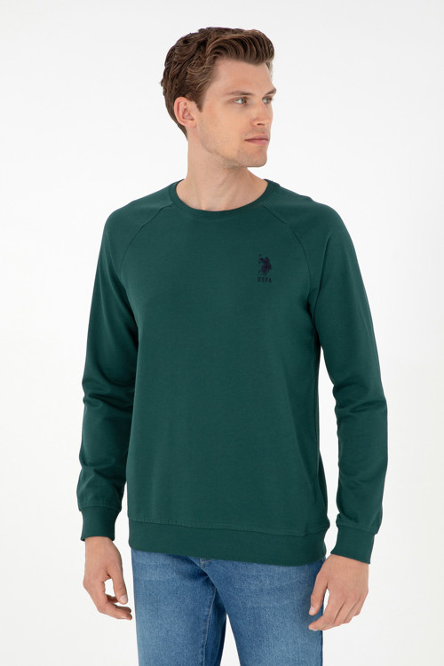 Erkek Koyu Yeşil Basic Sweatshirt 50289030-VR079