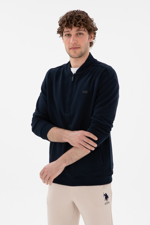 Erkek Comfort Fit Yarım Fermuarlı Yaka Lacivert Sweatshirt 50293380-VR033