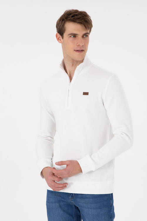 Erkek Ekru Basic Sweatshirt 50298243-VR019