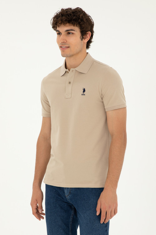 Erkek Slim Fit Polo Yaka Açık Haki Basic Tişört50279581-VR183